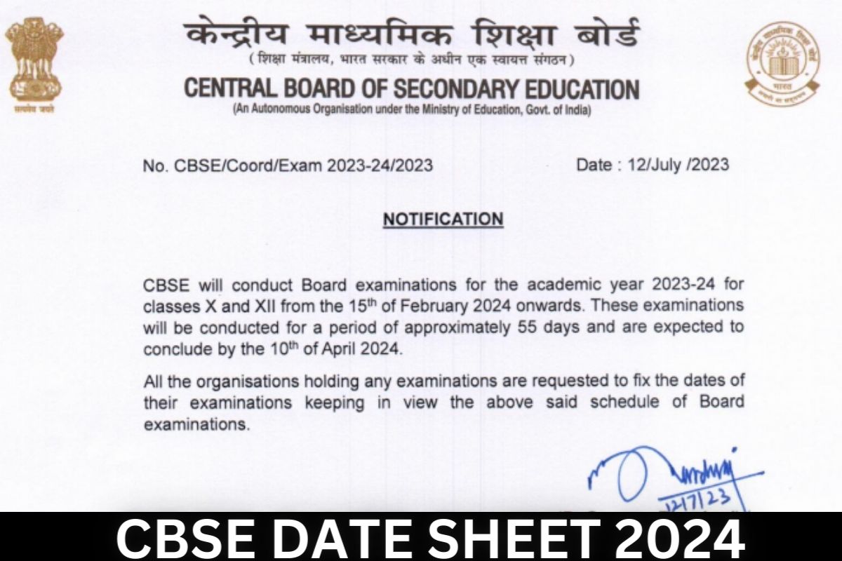 CBSE Date Sheet 2024 Class 10th, 12th Exam Date (Out Now)